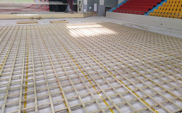 柞木籃球場實木地板雙層龍骨結構